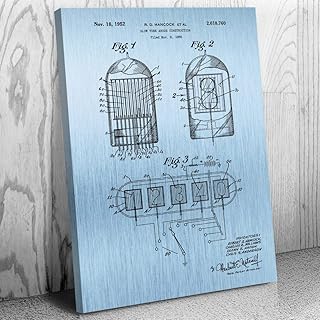Nixie Tube Canvas Print, Hardware Art, Engineer Gift, Electronics Decor, Watch Store Art, Clock Maker Gift, Patent Print Blue Steel (11 inch x 14 inch)