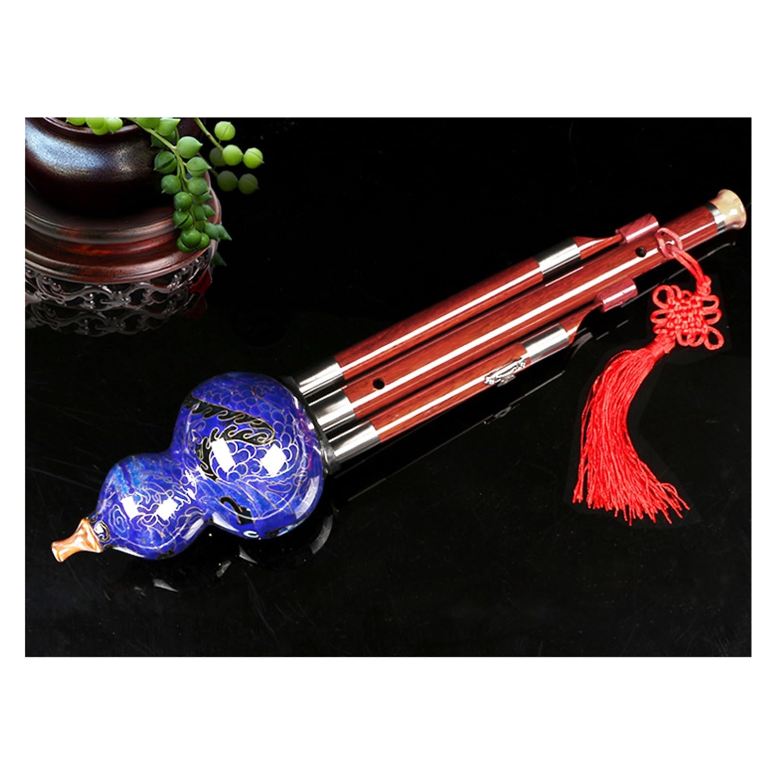 Hulusi Instrument Mahagoni-Ebenholz-Klangröhre Hulusi-Instrument C-Ton B-Flachton Für Erwachsene Professioneller Leistungstyp(C tune)