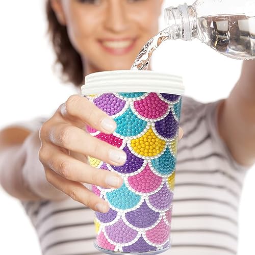 Miniatura 2 de Kit de pintura de diamantes, vaso de pintura de diamante hecho a mano, kits de pintura de diamantes para adultos, taza de agua pintada con diamante,
