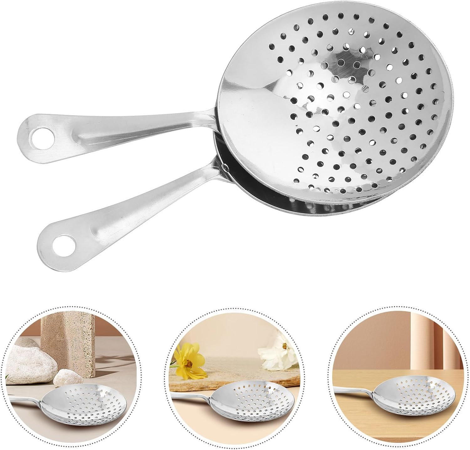 2pcs Stainless Steel Strainer Spoon for Frying and Skimming Oil
