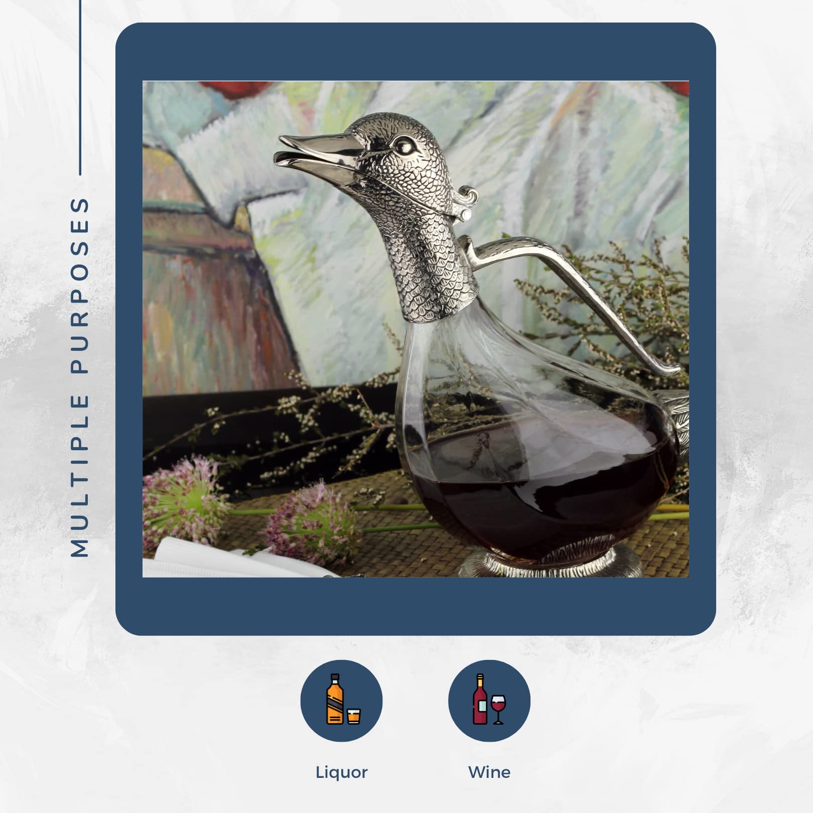 Regent - Decantador de pato chapado en plata, 750 ml, regalo de vino, decantador para vino, buen regalo para hombres y mujeres, buen regalo en un día especial