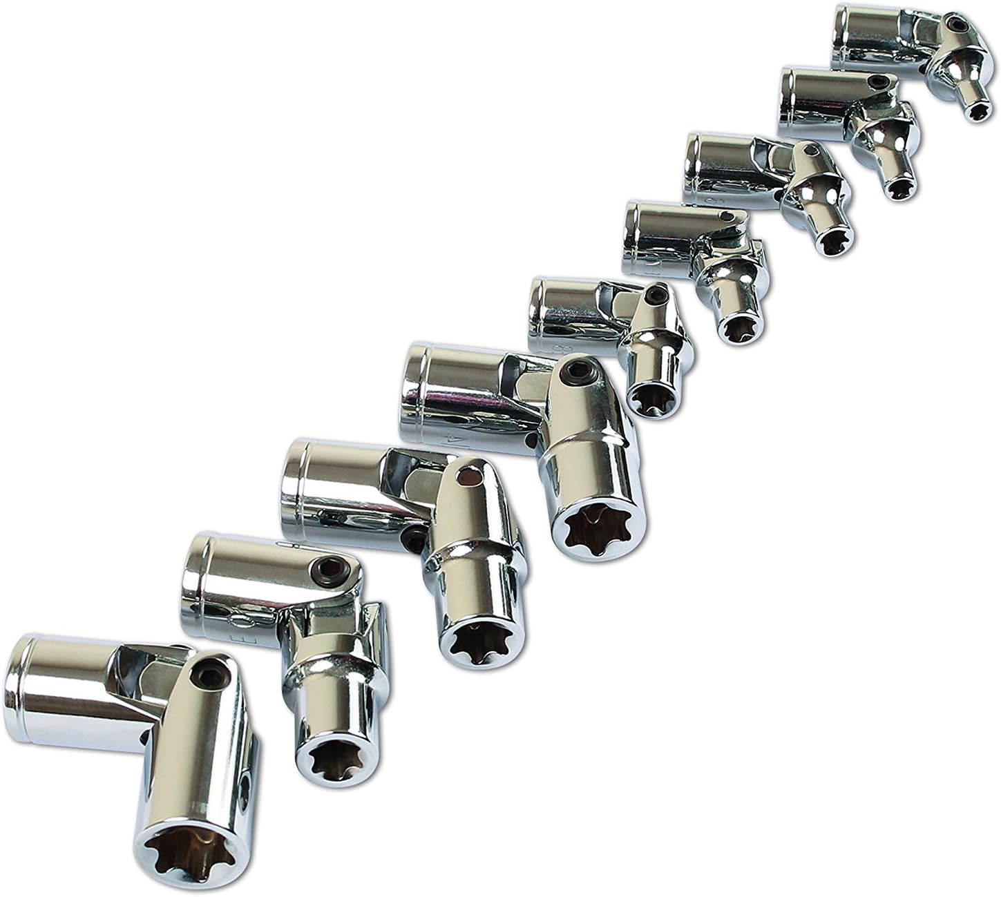 Laser 7146 Universal Joint Star Socket Set 1/4"D, 3/8"D 9pc