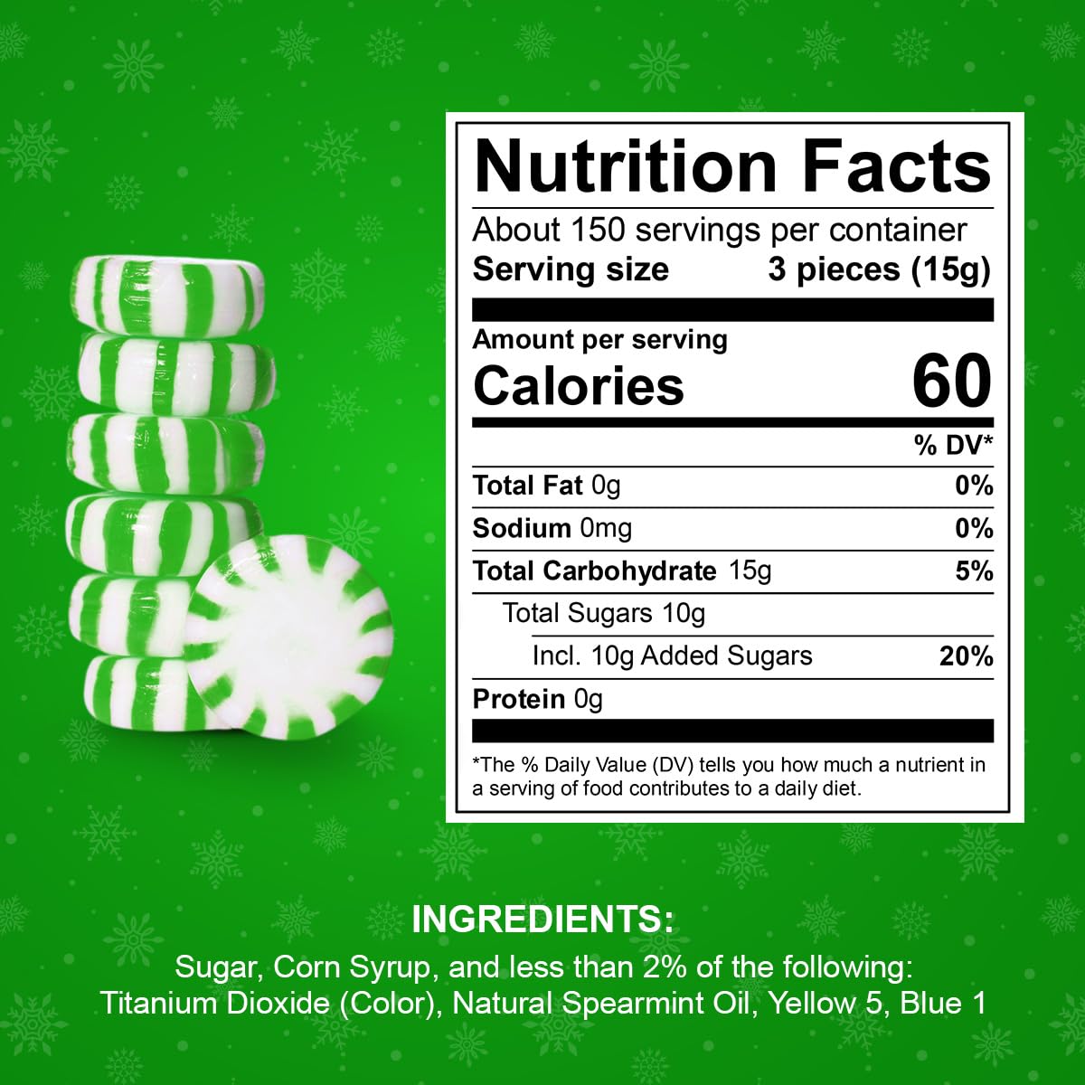 Starlight Spearmint Individually Wrapped, Starlight Mints Bulk Individually Wrapped Spearmint Candy for Office, Hard Candy Starlight Mints for Cool Breath, 5lb (Pack of 2)