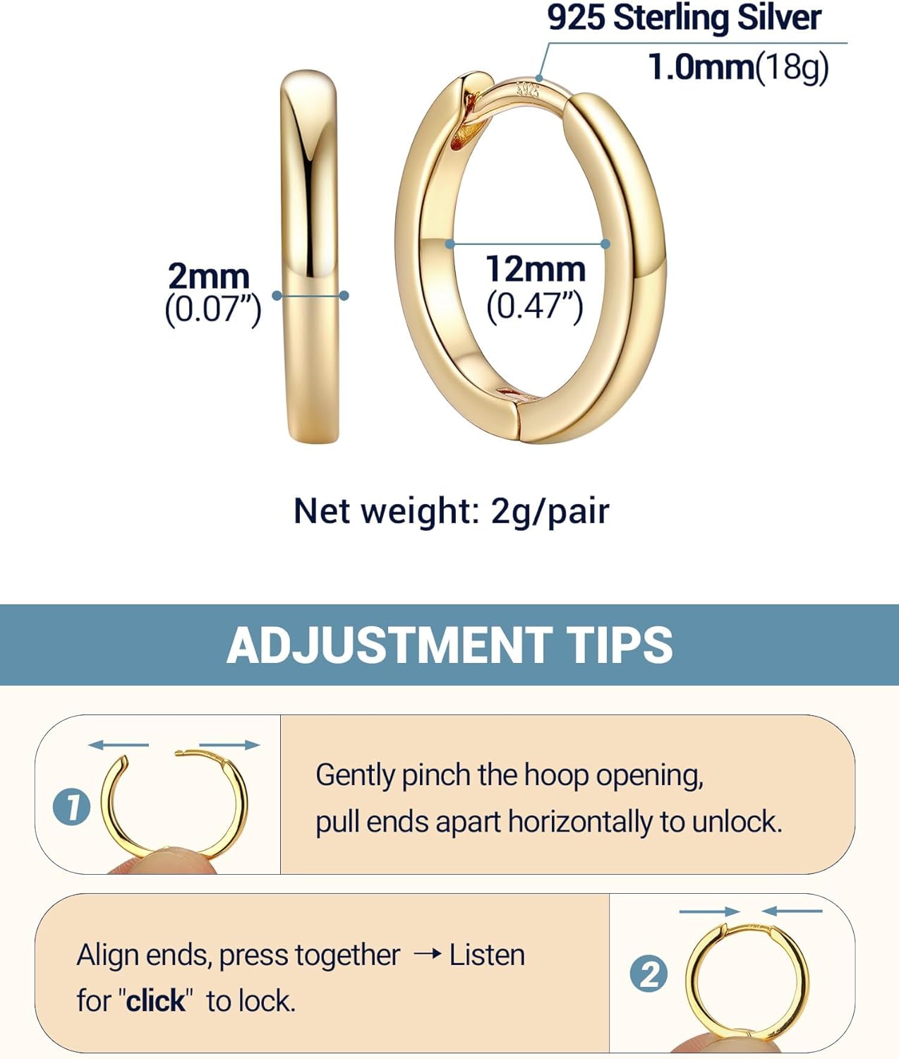 PROSTEEL Hoop Earrings for Women Men, 8mm/10mm/12mm/14mm/16mm/18mm/20mm Small Huggie Hoops, Gold/Silver/Black/Rose Gold Hypoallergenic, Everyday Earrings Jewelry for Multiple Piercings