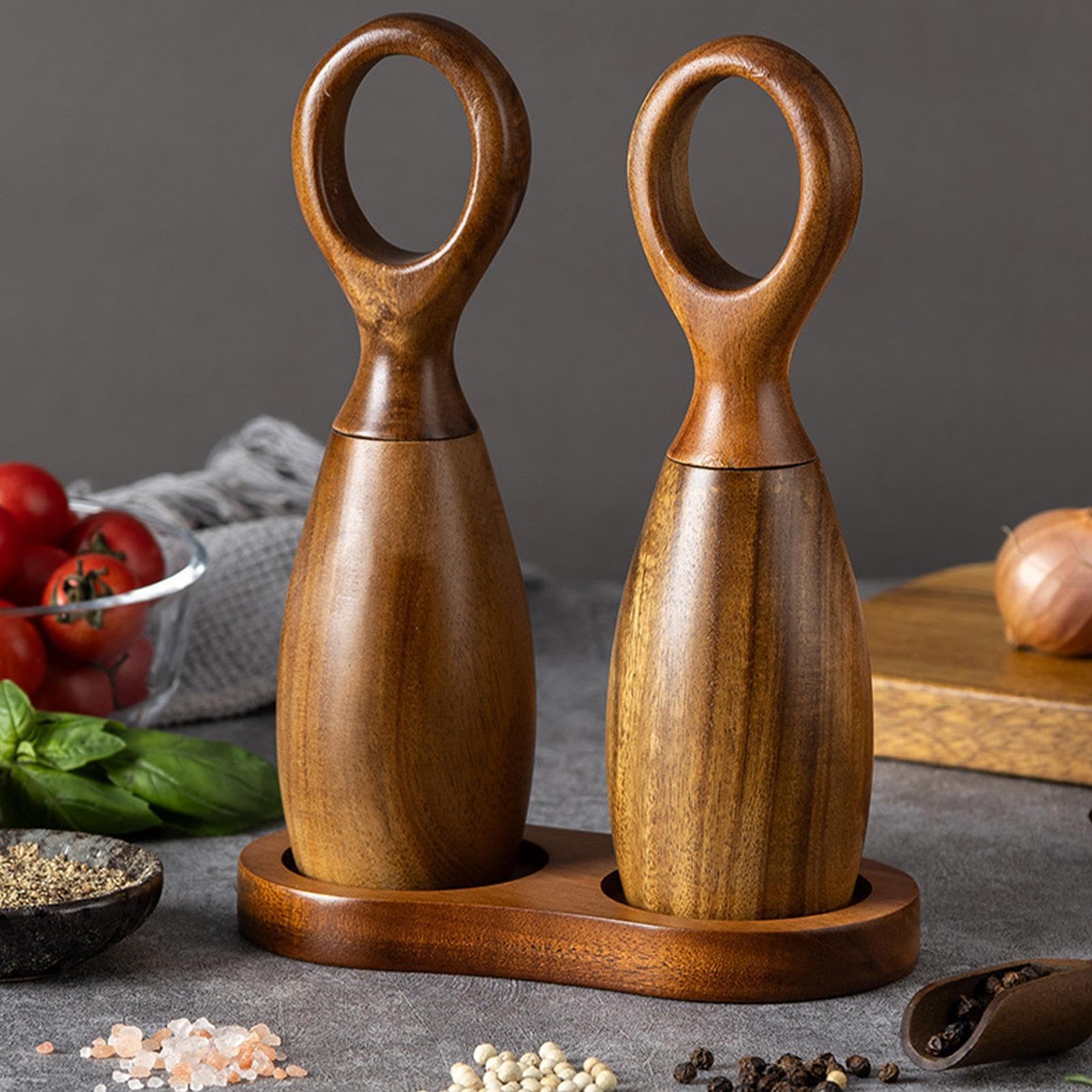 Molino Para Pimienta De Madera 2 Piezas De Madera, Grosor Ajustable Manual | Set De 2 Molinillos De Pimienta Manuales Cocina Cocinar Condimentar Parrilla Hogar Restaurante Barbacoa Triturar Mezcla