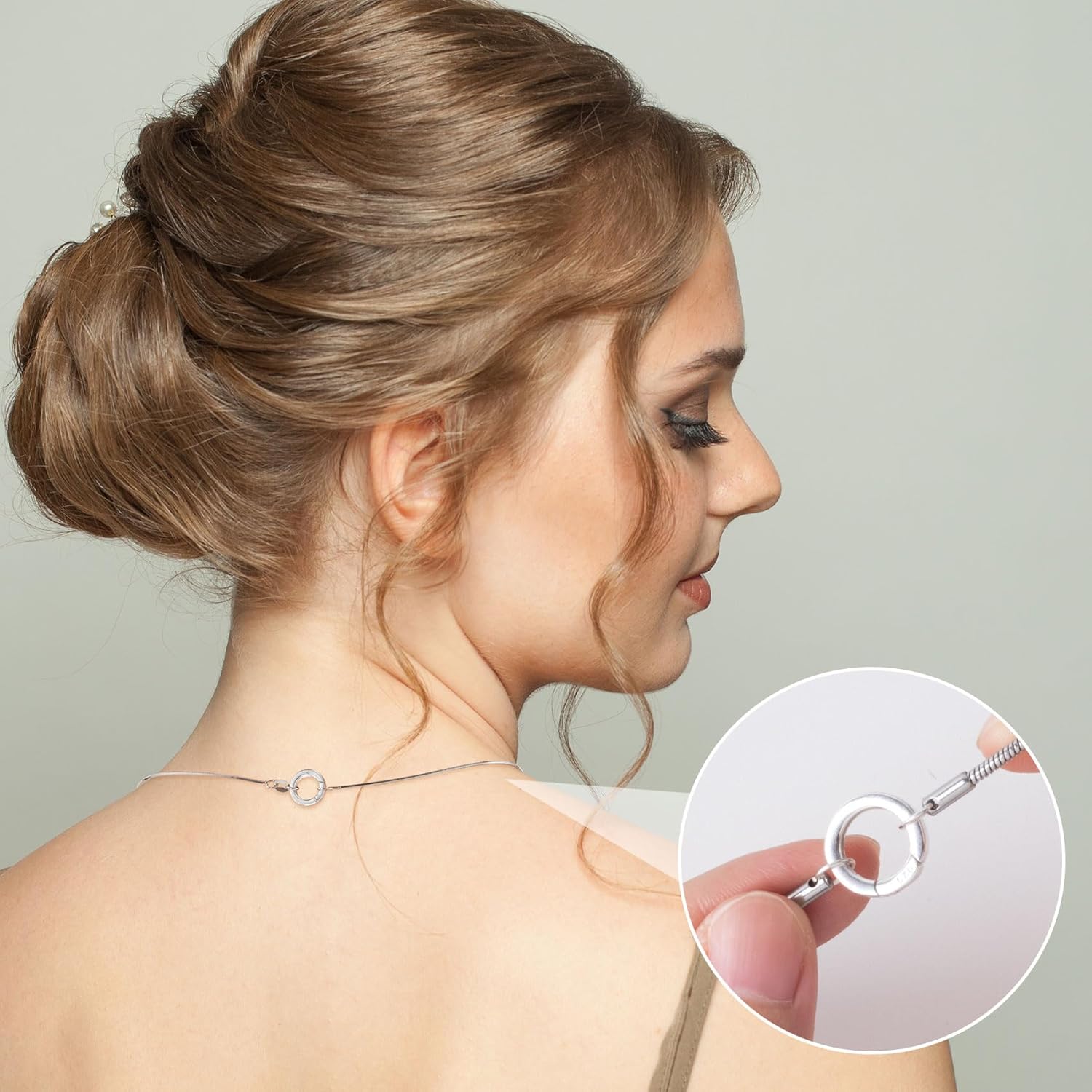 925 Sterling Silver Jewelry Clasps, Hypoallergenic Round Necklace Enhancer Shortener, Spring Rings Clasp Connector Clips for Bracelet Anklet Jewelry Making - Image 5