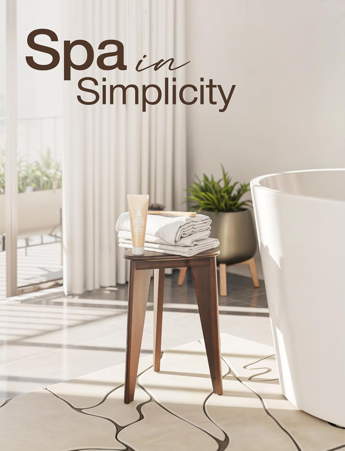 HOLANA 18" Corner Shower Foot Rest - Wooden Showers Stool Seat for Shaving Legs - Small Corner Shower Benches for Inside Shower - Waterproof Bath Step Stools Bench for Bathroom