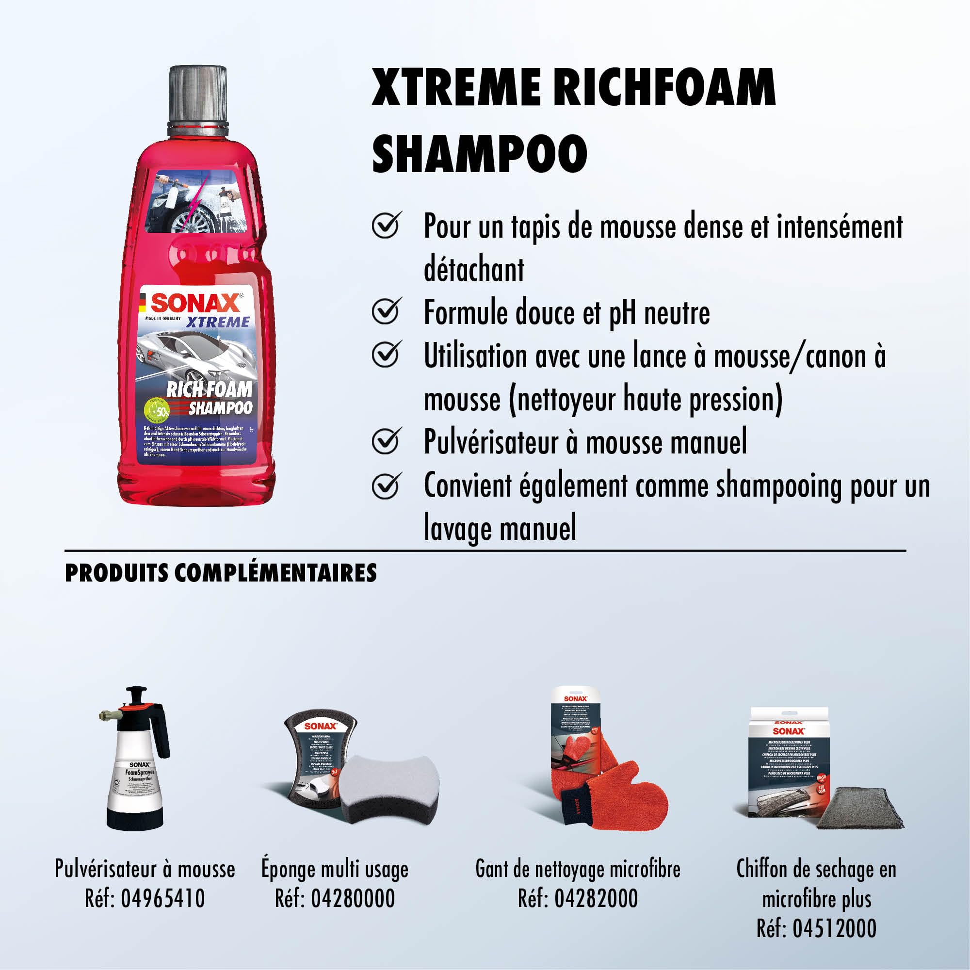 SONAX XTREME Shampoing mousse active (1 litre)