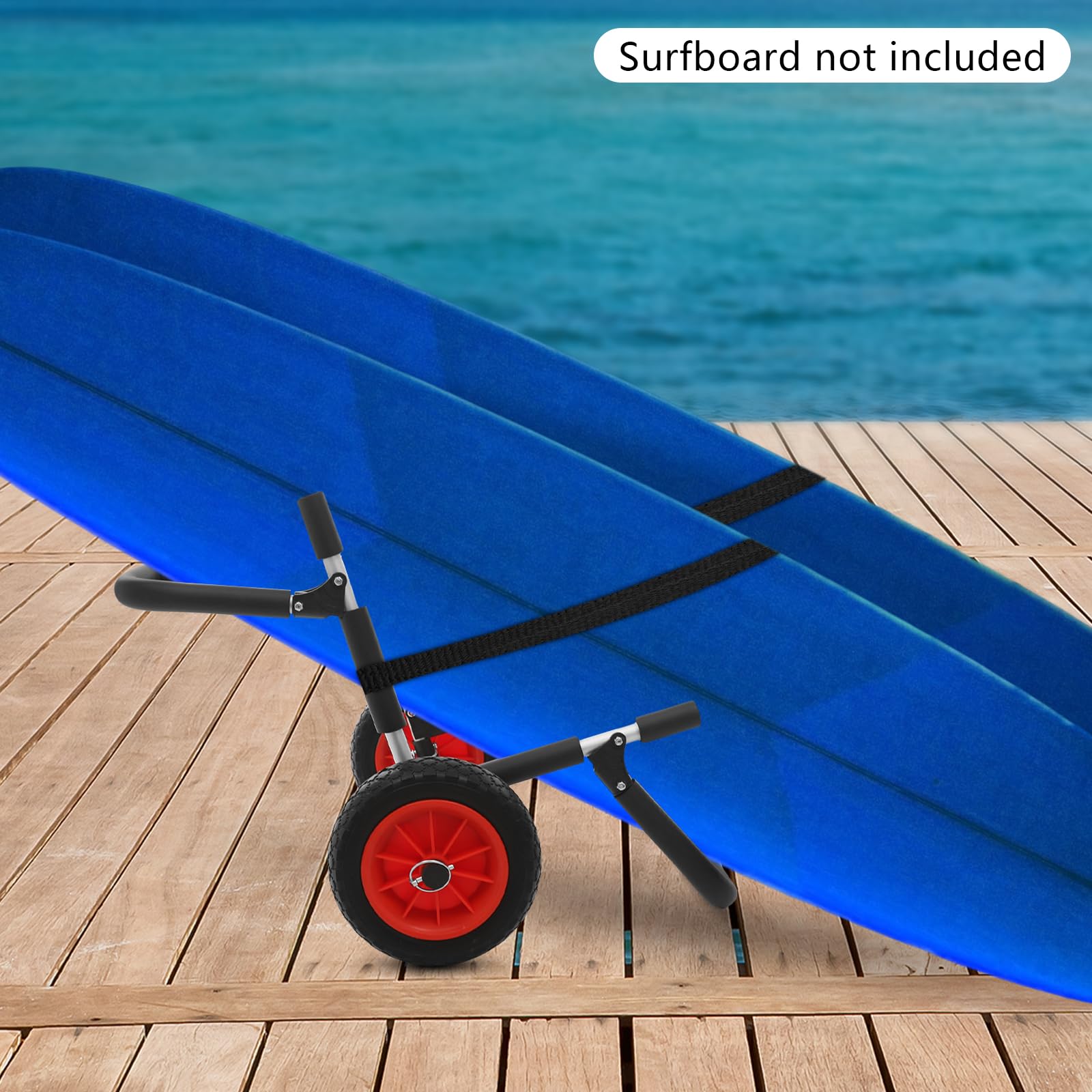 Deska surfingowa, wózek transportowy, wózek transportowy SUP, wózek rowerowy, wózek do noszenia deski surfingowej, paddleboardingu, garażu, łodzi (czarny + czerwony)