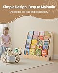 VEVOR Montessori Bookshelf, 5-Tier Scalloped Kids Bookshelf, Front Facing Toddler Bookcase, Dual Hooks for Hanging Backpacks, Baby Bookshelf for Kids Room, Living Room, Entryway, Nursury, Preschool