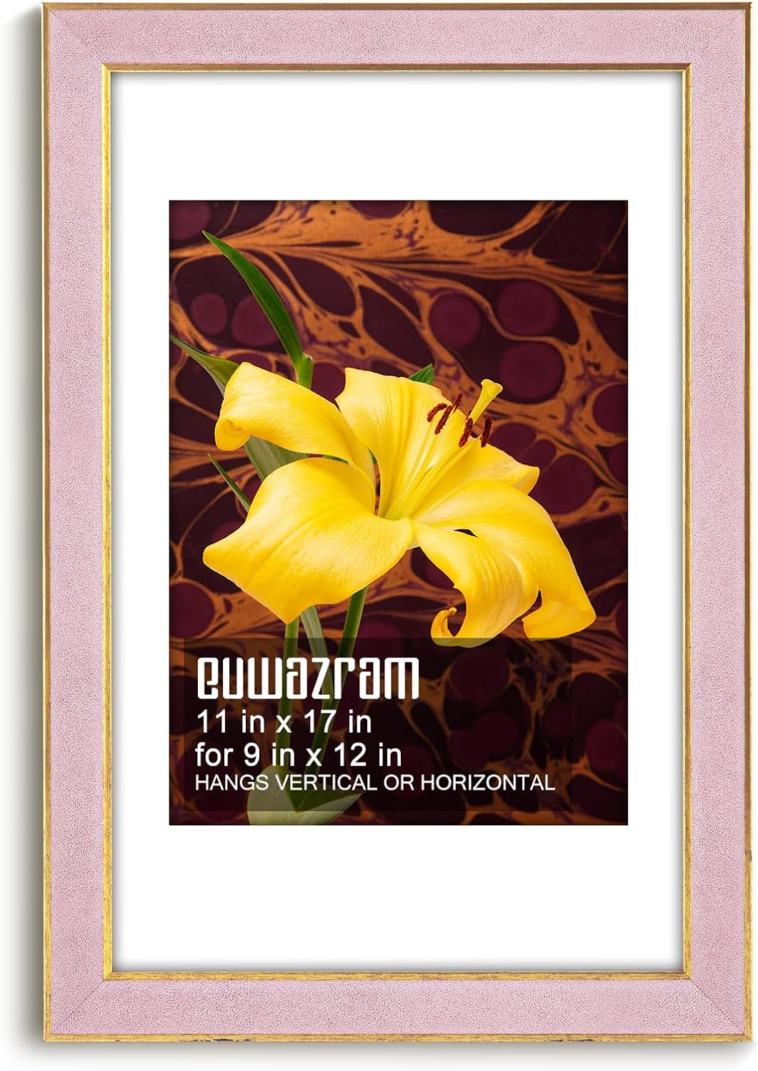 Suede 11x17 Frame - Single Frame, Christmas Elegant Pink 11 x 17 Poster Frame with Mat for 9x12, 11x17 Picture Frames for Artwork, Puzzles, Photos and Movie Posters Pink 11" x 17" / 9" x 12" mat
