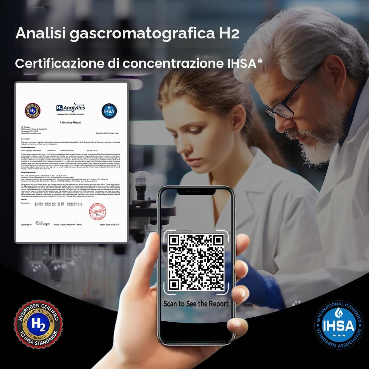 ALTHY Performance Borraccia Acqua Idrogenata | Nano H2 Molecolare con SPE/PEM | Analisi H2 certificata IHSA | Display batteria e ora | 10oz