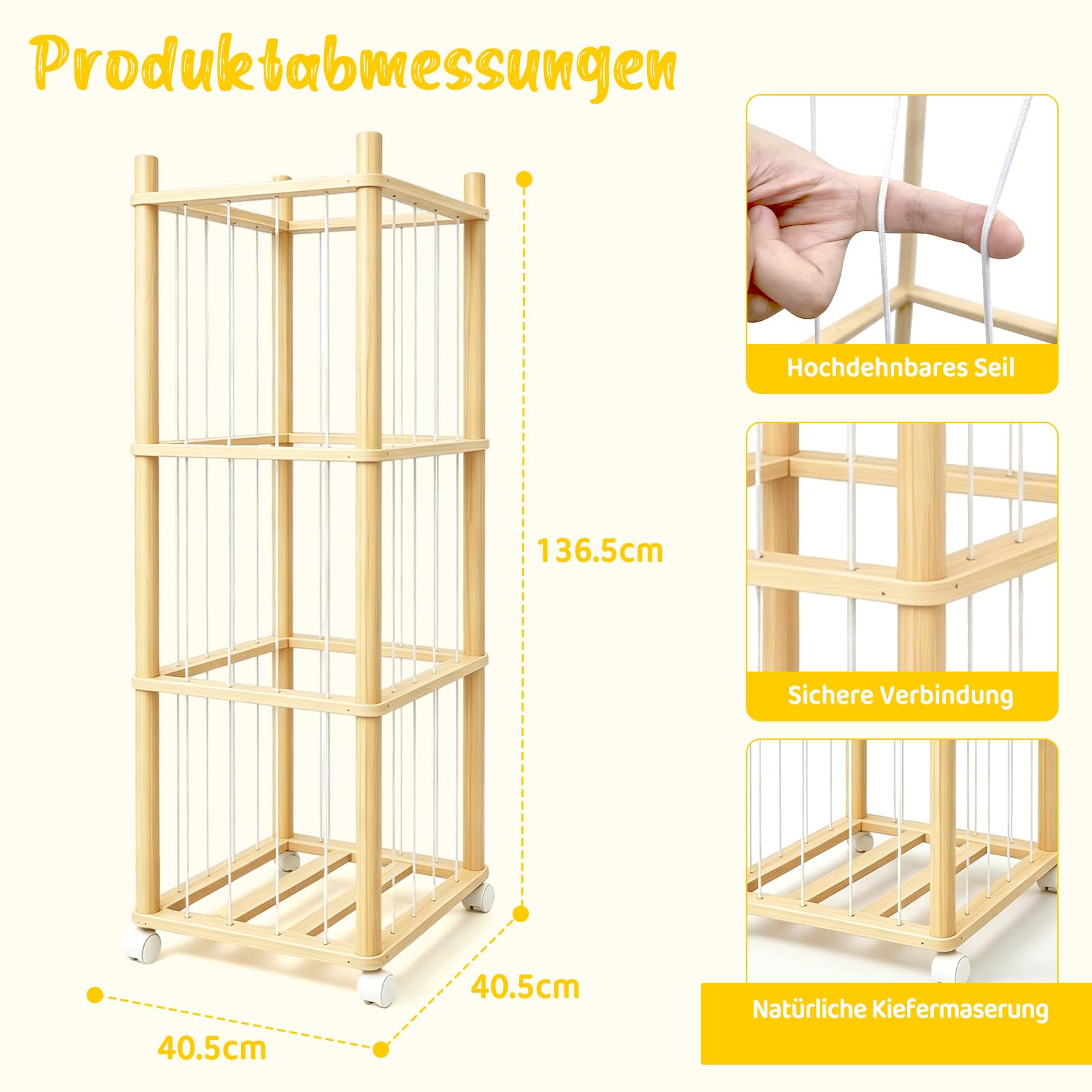 Kuscheltier Aufbewahrung, Stofftier Aufbewahrung mit 360°Drehrollen, Elastischem Band & Verbreiterter Sockel für Kinderzimmer Spielzimmer Schlafzimmer