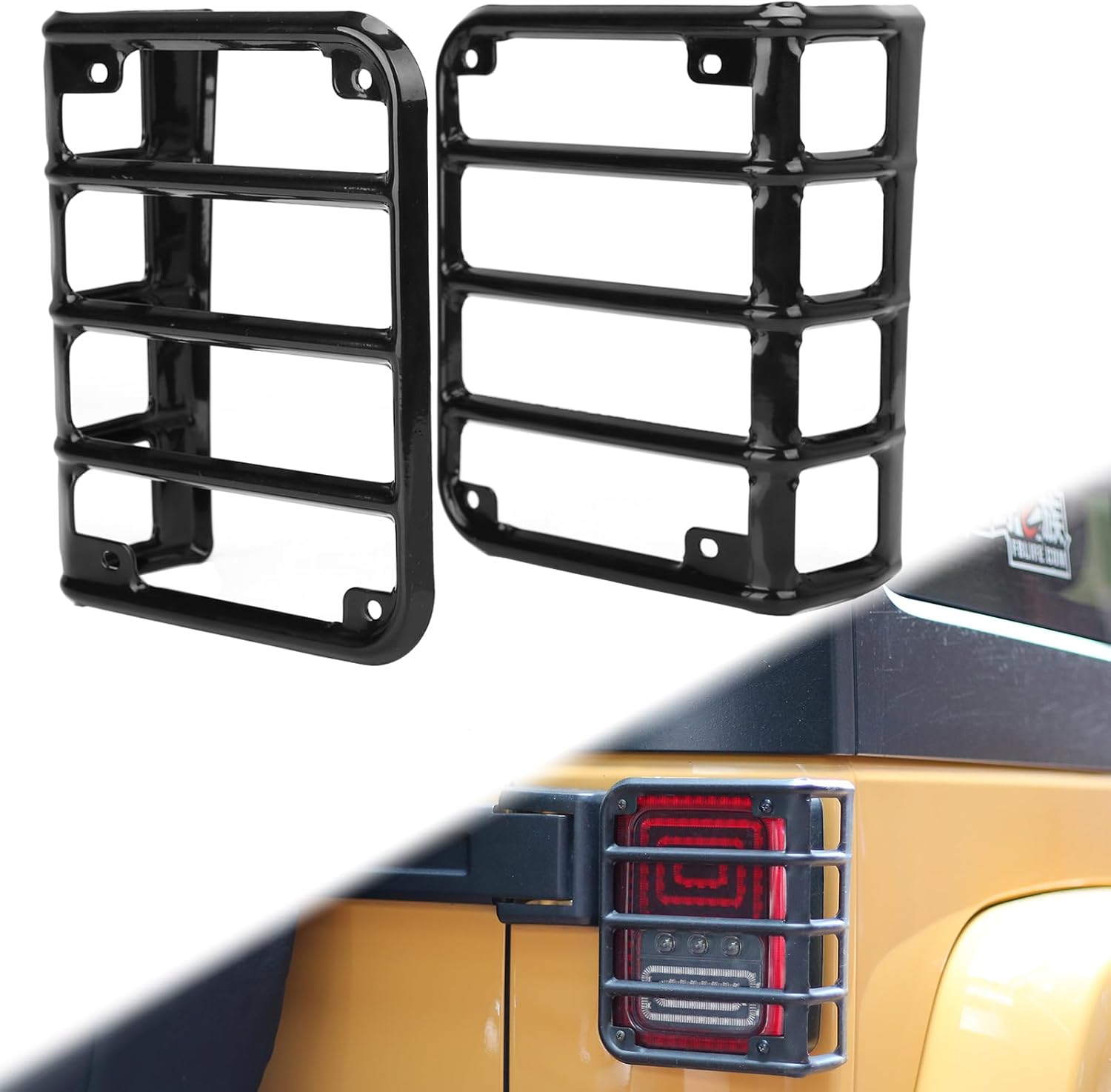 JK Taillight Covers Black Tail Light Guards for 2007-2017 Wrangler JK Rear Lights Protectors -Pairs