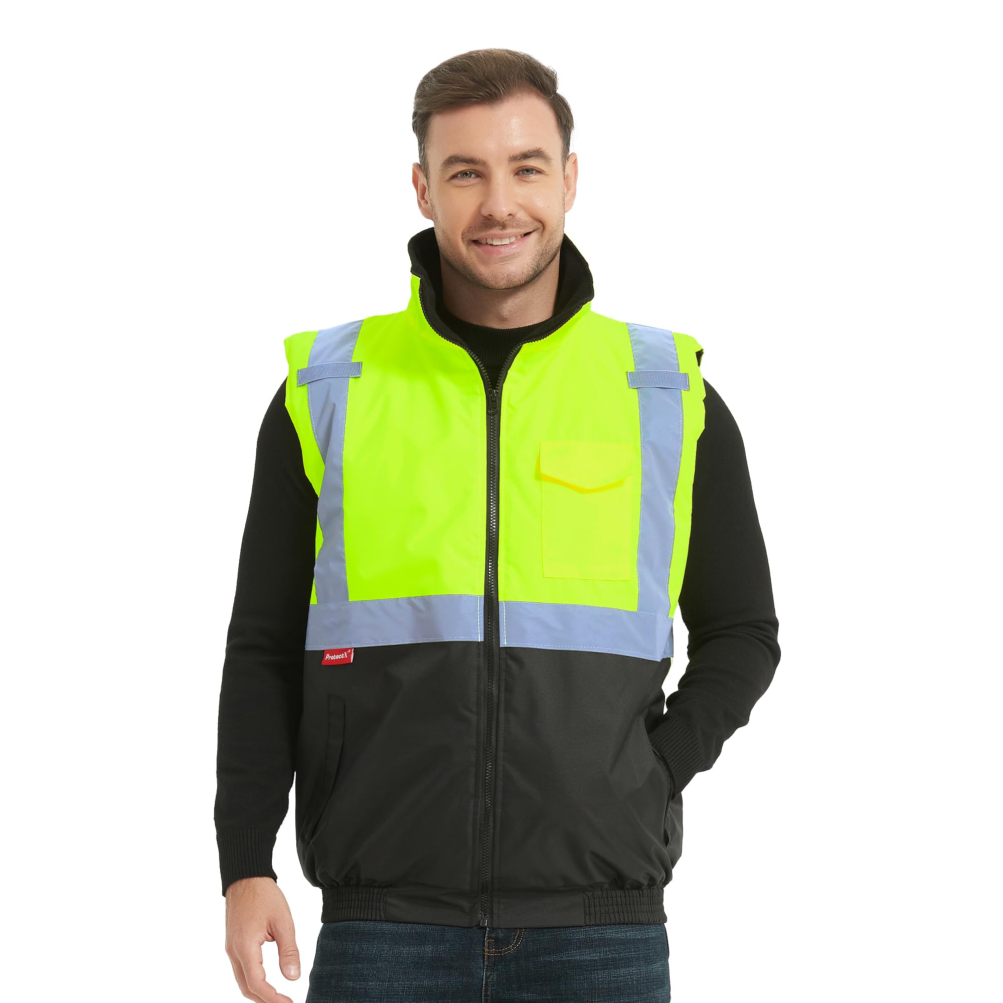 ProtectX Winter Safety Vest High Visbility Insulated Construction Vest