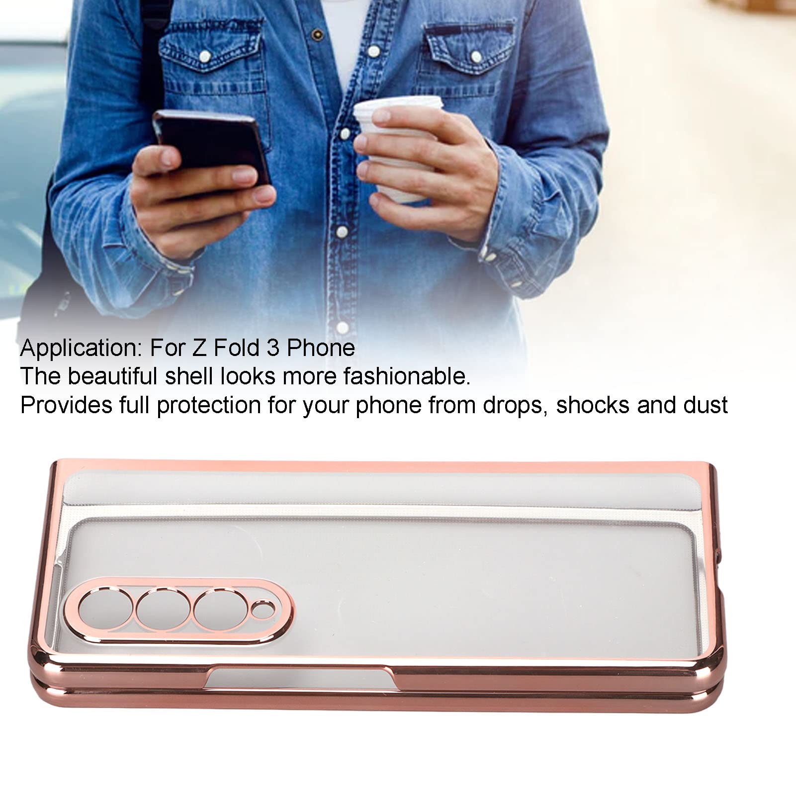Cocoarm Custodia Pieghevole Elettroplaccata per Z Fold 3, PC (Rose Gold)