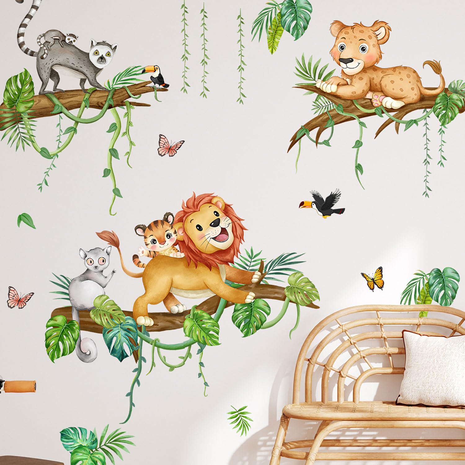 Autocollants muraux animaux de la jungle pour relooker une salle de jeux