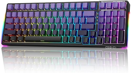 AULA F99S Mechanical Wireless Gaming Keyboard, Tri-Mode Bluetooth/2.4G/USB-C Hot Swappable 99 Keys Custom Creamy Keyboard 99 Keys Full Size Computer Keyboards for PC Xbox PS5 etc (Purple Gradient)