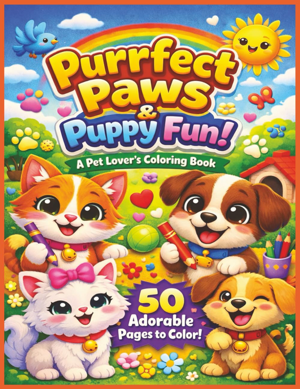 Purrfect Paws & Puppy Fun Coloring Book for Kids Ages 4–8: Cute Cats, Playful Puppies & Adorable Pets to Color: 50 Sweet & Happy Pet Friends | Kawaii ... Kids! (Color Nest Coloring Adventures)
