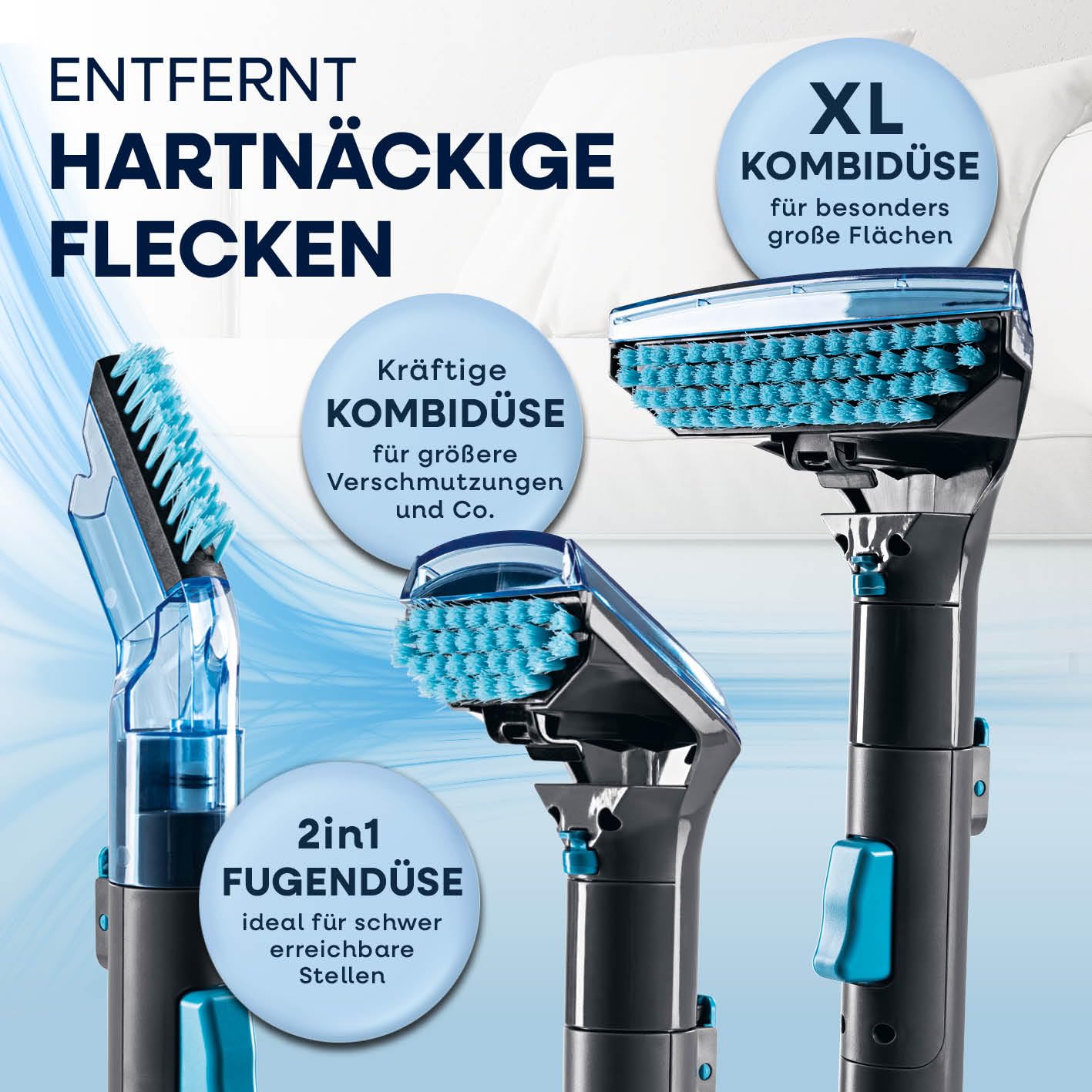 CLEANmaxx Polster und Teppichreiniger Pro Power | 3in1: Aspirapolvere lavante, Pulitore per tappeti e imbottiture | Pulitore a umido per punti | Smacchiatore per tappeti, auto, divani, imbottiture