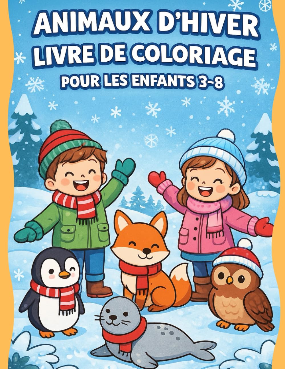 Animaux d’Hiver – Livre de Coloriage pour Enfants 3–8 ans: 40 illustrations élégantes d’animaux de neige + activités Point à Point (relier les points) ... créativité, concentration et motricité fine