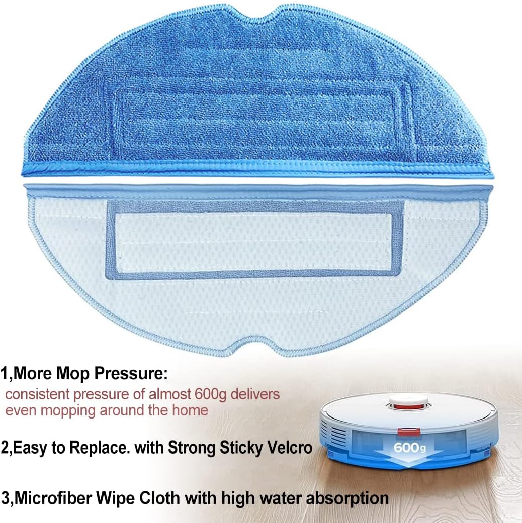 Accessories Compatible with Xiaomi Roborock S7 T7S T7 Plus Vacuum Cleaner Spare Parts, 2 Main Brush, 4 Side Brush, 4 X Filter, 5 Wipe, 1 Cleaning Brush