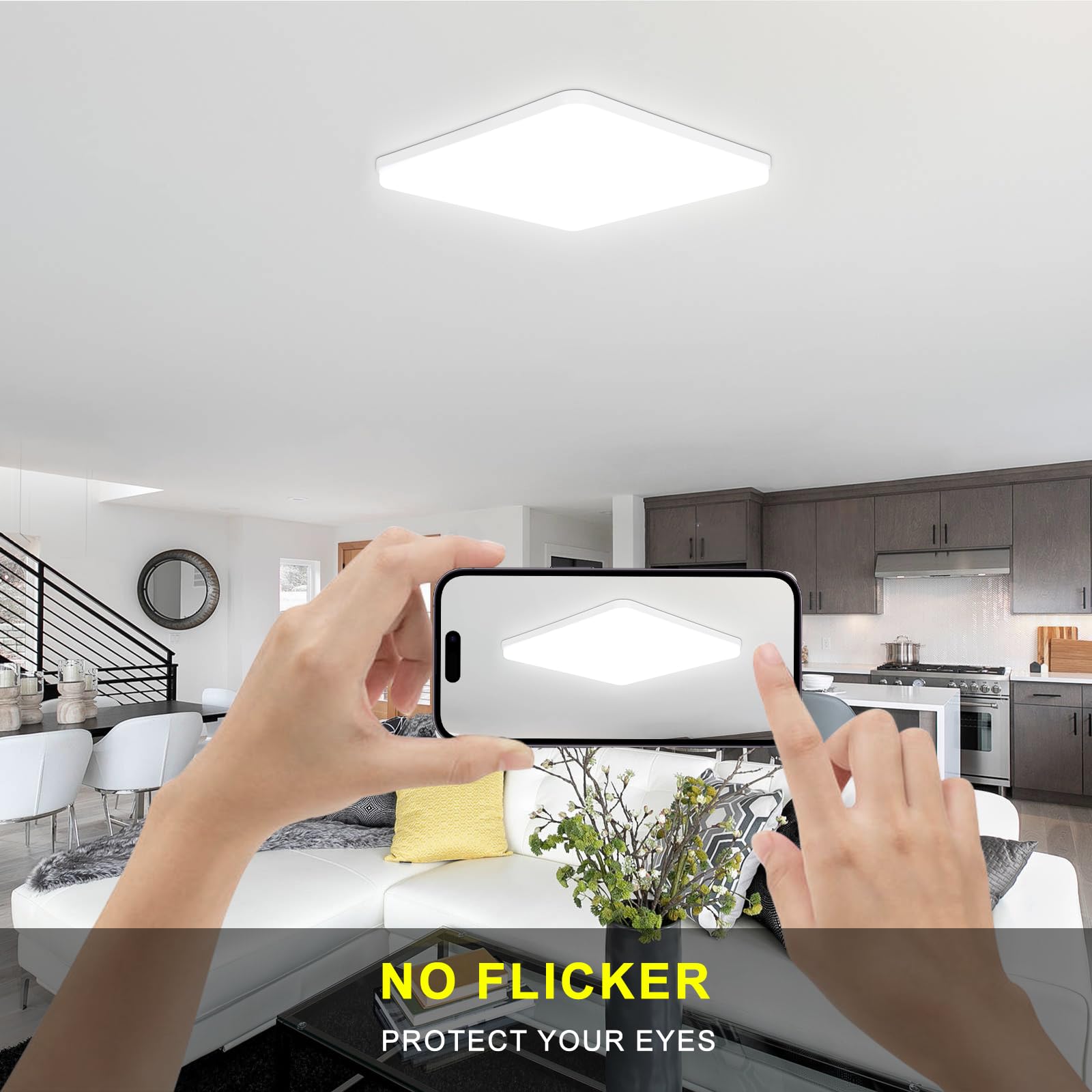Kambo 36W Plafoniera LED Quadrata - Lampada da Soffitto LED Luce - Plafoniera Led Soffitto Bianco Freddo 6500K 3240LM - Moderno Plafoniera Bagno IP44 Cucina Soggiorno Corridoio Ufficio Cantina