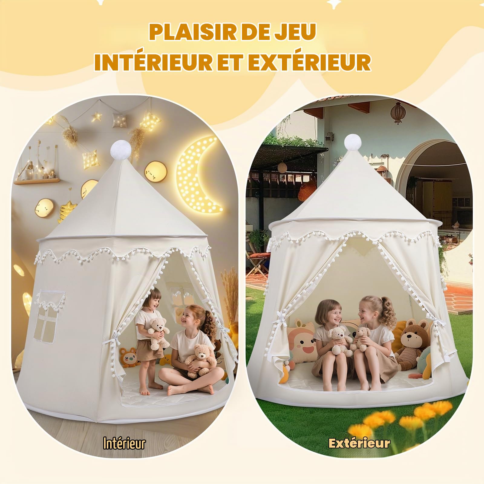 Tentes de Jardin,Tente de Jeu avec Tapis, spacieuse yourte de 120 cm de diamètre pour l'intérieur et l'extérieur, Facile à Monter et à Transporter grâce à Son Sac de Rangement