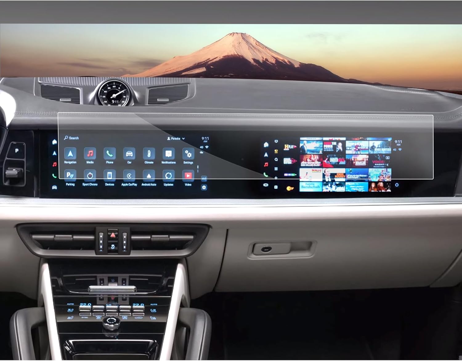 SXCY for 2024 2025 Porsche Cayenne Accessories 2024 2025 Cayenne Screen Protector [All-one 12.3 Inch +14.9 Inch] 2024 Cayenne Navi Display Touch Screen Protector[2PCS 4H Nano]