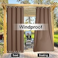 Vista 14 de NICETOWN Cortinas grises para exteriores para patio, impermeables, 2 paneles, resistentes al viento, a prueba de óxido, ojales superiores e