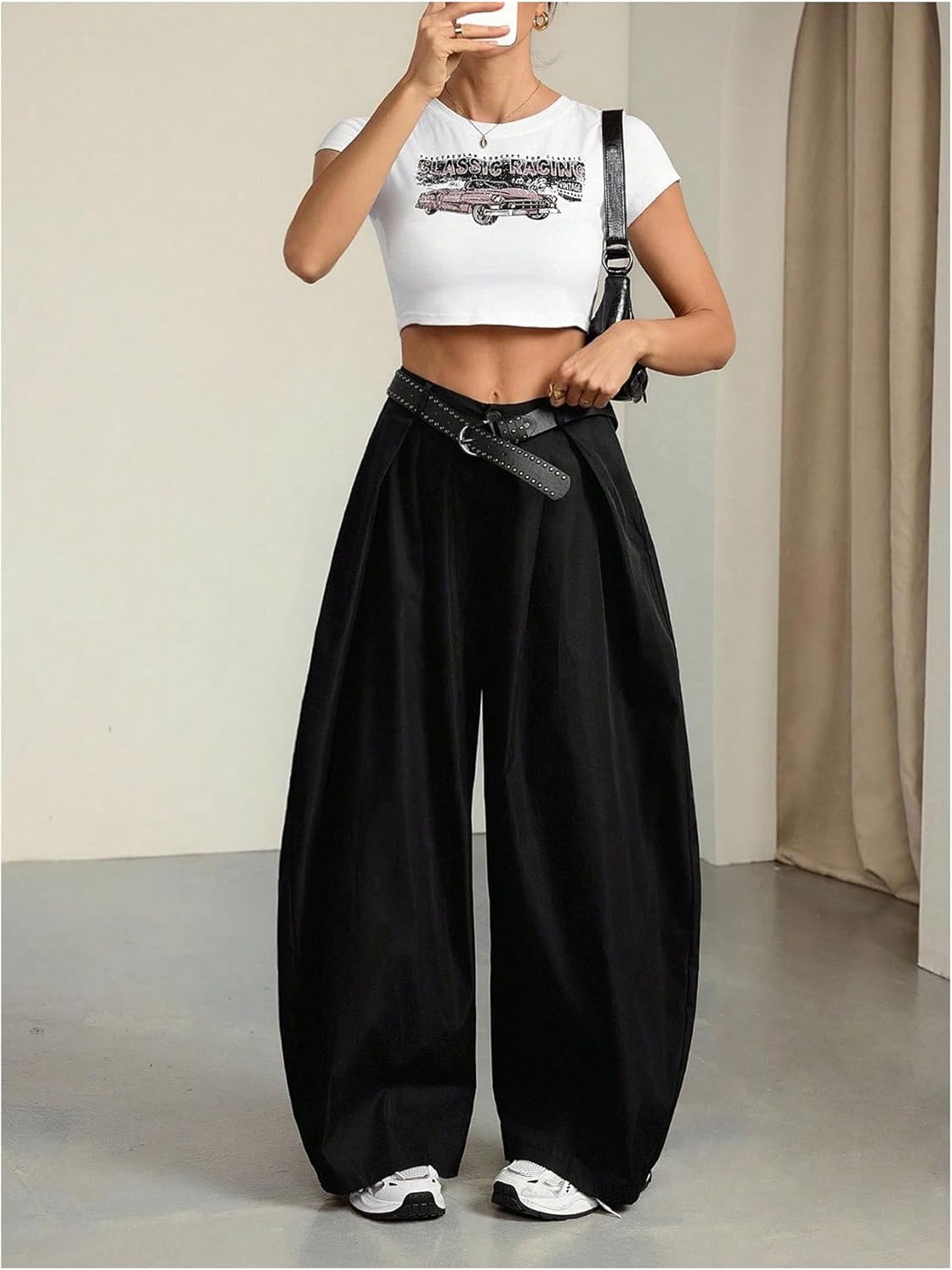 Women's Wide Leg Baggy Pants Zipper Fly Pleated Dress Pants Casual Business Suit Trousers - Image 5