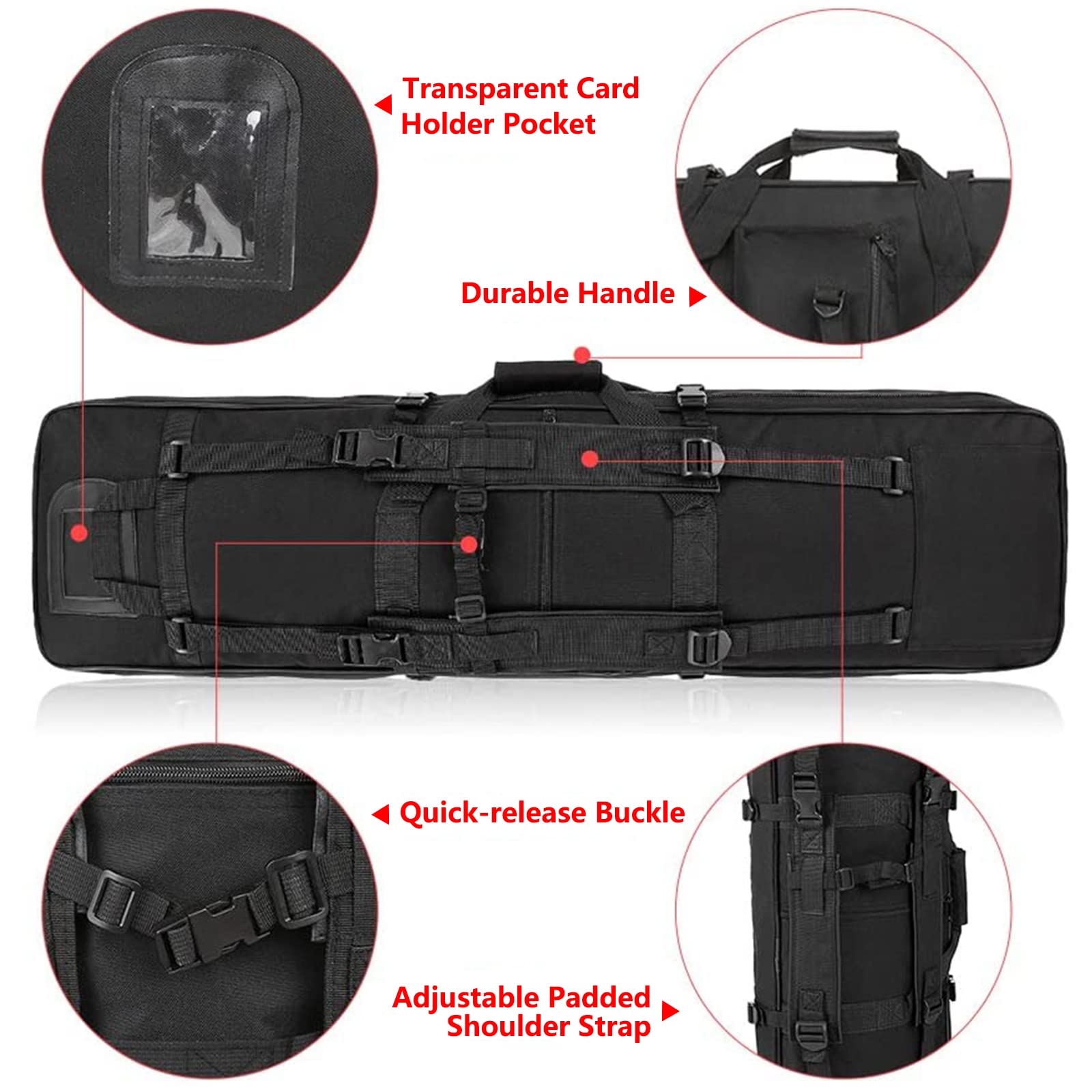 Borsa Porta Fucili Lunga, Borsa Porta Fucili per 2 Armi Lunghe, Fodero per Fucile con 2 Scomparti Principali, Custodia Imbotper Fucile/Black Schwarz/35.4X10.2In