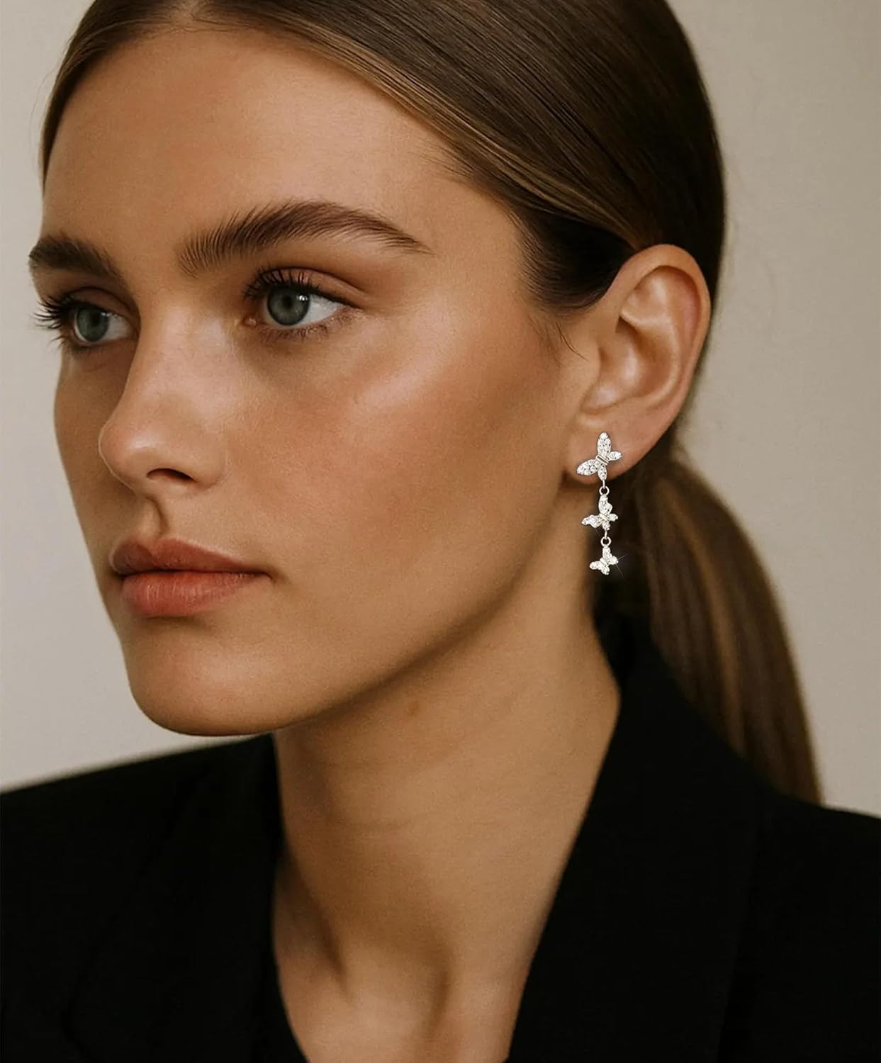 14K Gold Plated Dangle Earrings for Women Dainty Silver Drop Earring Trendy Small Long Dangling Wedding Bridesmaid Hoop Diamond Crystal Cute Earring Jewelry Valentine Gifts - Image 4