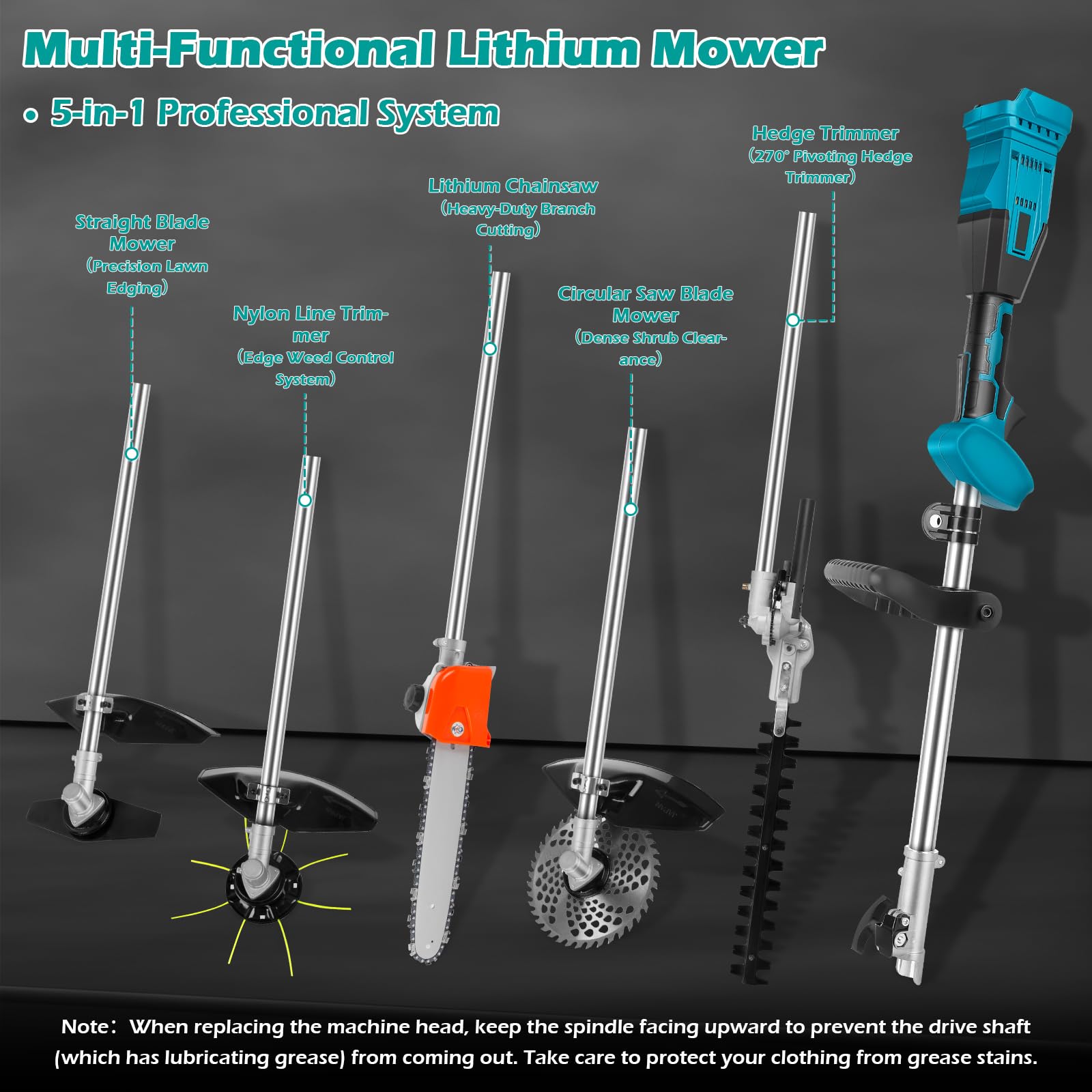 Multiherramienta 4 en 1, Cortasetos, Motosierra, Recortadora, cortacésped, Compatible con Makita 18 V MAX batería
