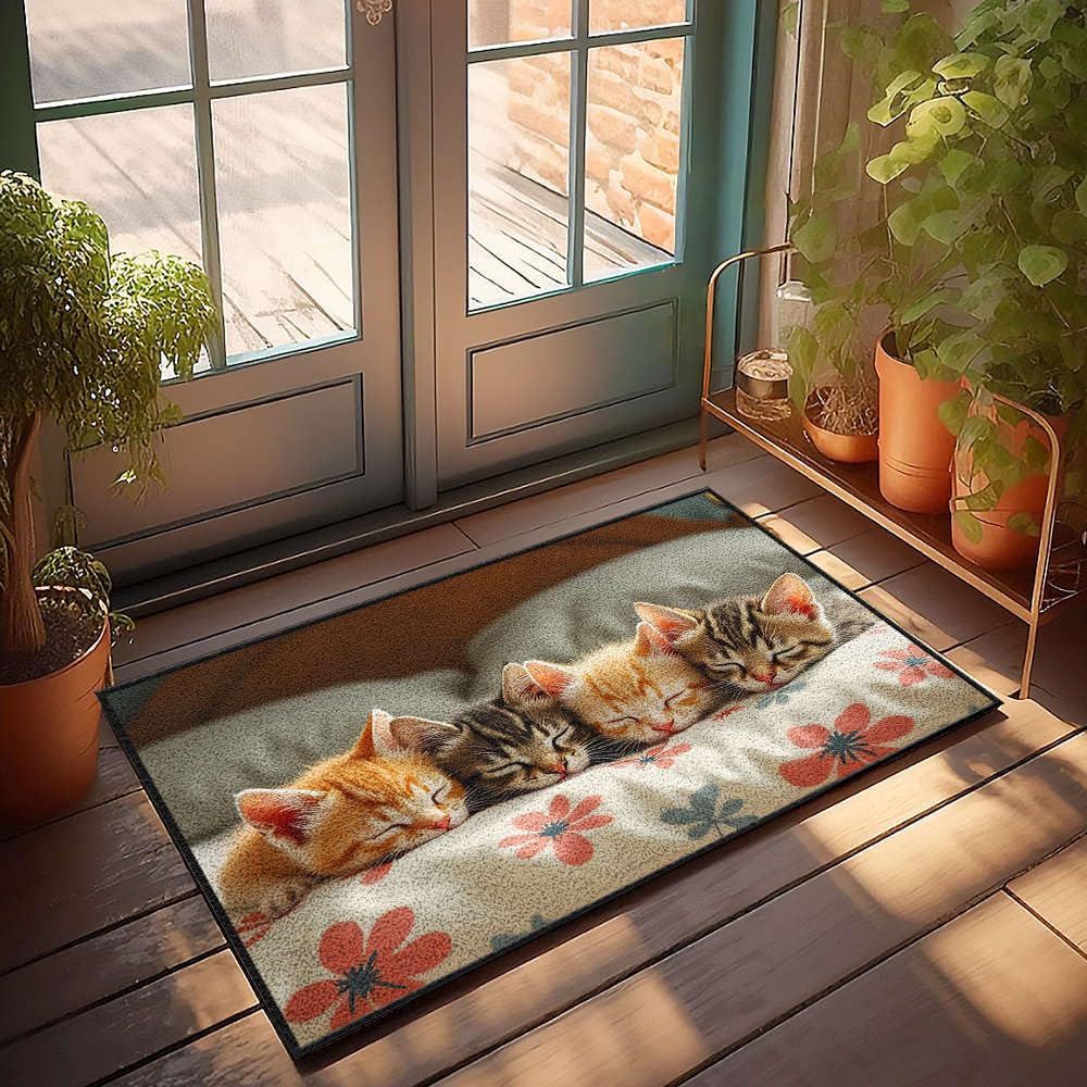 Tapis rétro chambre garçon déco vintage fleurs 50x80