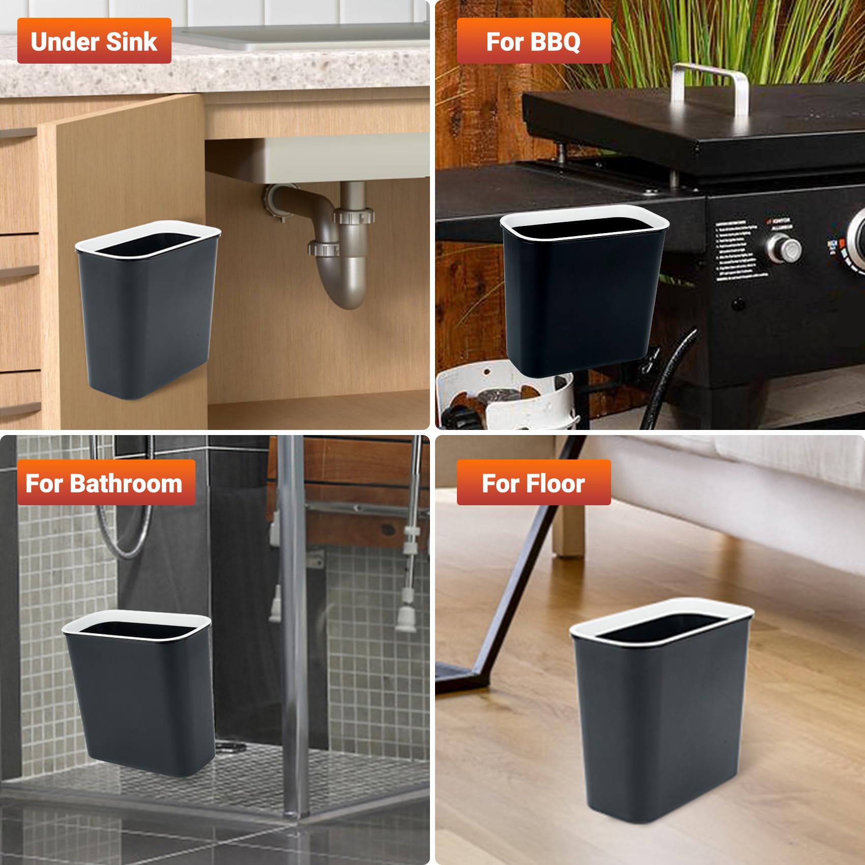onlyfire Poubelle Suspendue Cuisine, 8L Poubelle Magnétique Murale Cuisine pour Gril à gaz BBQ, Portes D'armoires Placard, Salle de Bain, Noir