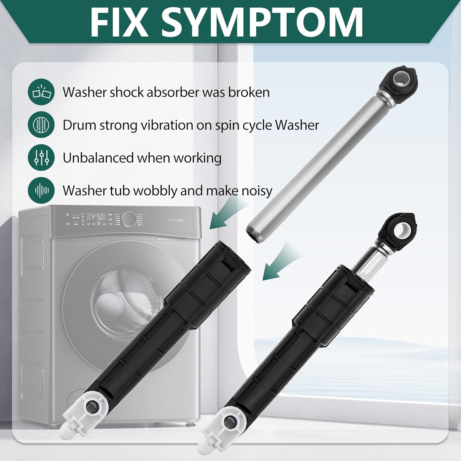 WH01X10425 Washer Shock Absorbers 4PCS Compatible with ge Washer Replaces WH01X10260 1475704 1264427 AP4265856 PS1482318 EAP1482318 PD00001516 AP4368171 PS2345719