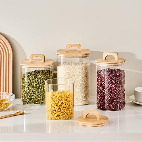 Miniatura 7 de Sweejar Recipientes de vidrio para almacenamiento de alimentos de 1 cuarto de galón con tapas, recipiente de café para café molido, tarros de vidrio