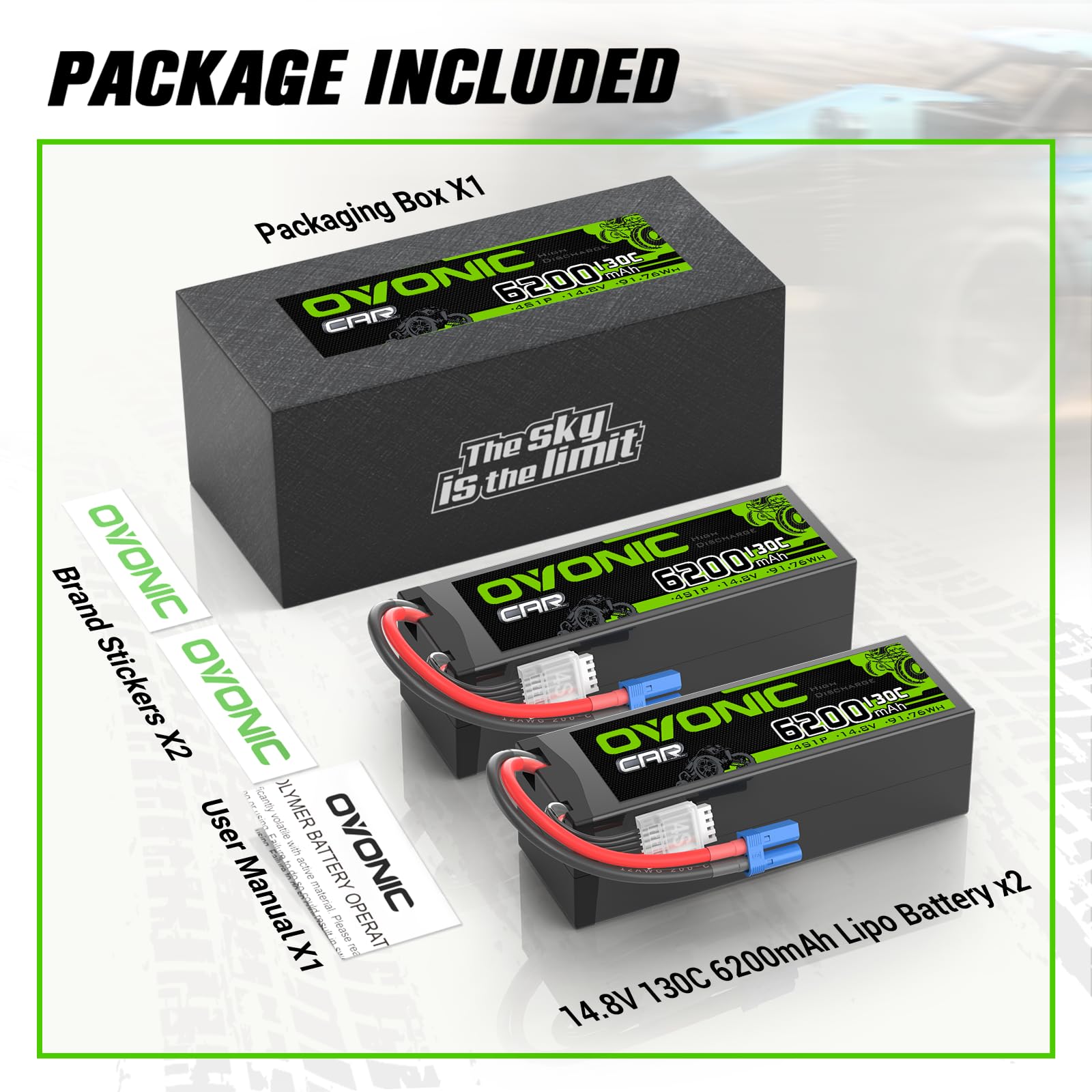 OVONIC 4s Lipo Batterij 6500mAh 80C 14.8V met XT90 Connector voor RC Auto Boot Truck Buggy Bijbehorende team DIY Hobby OVONIC 4s Lipo Batterij 6500mAh 80C 14.8V met XT90 Connector voor RC Auto Boot Truck Buggy Bijbehorende team DIY Hobby