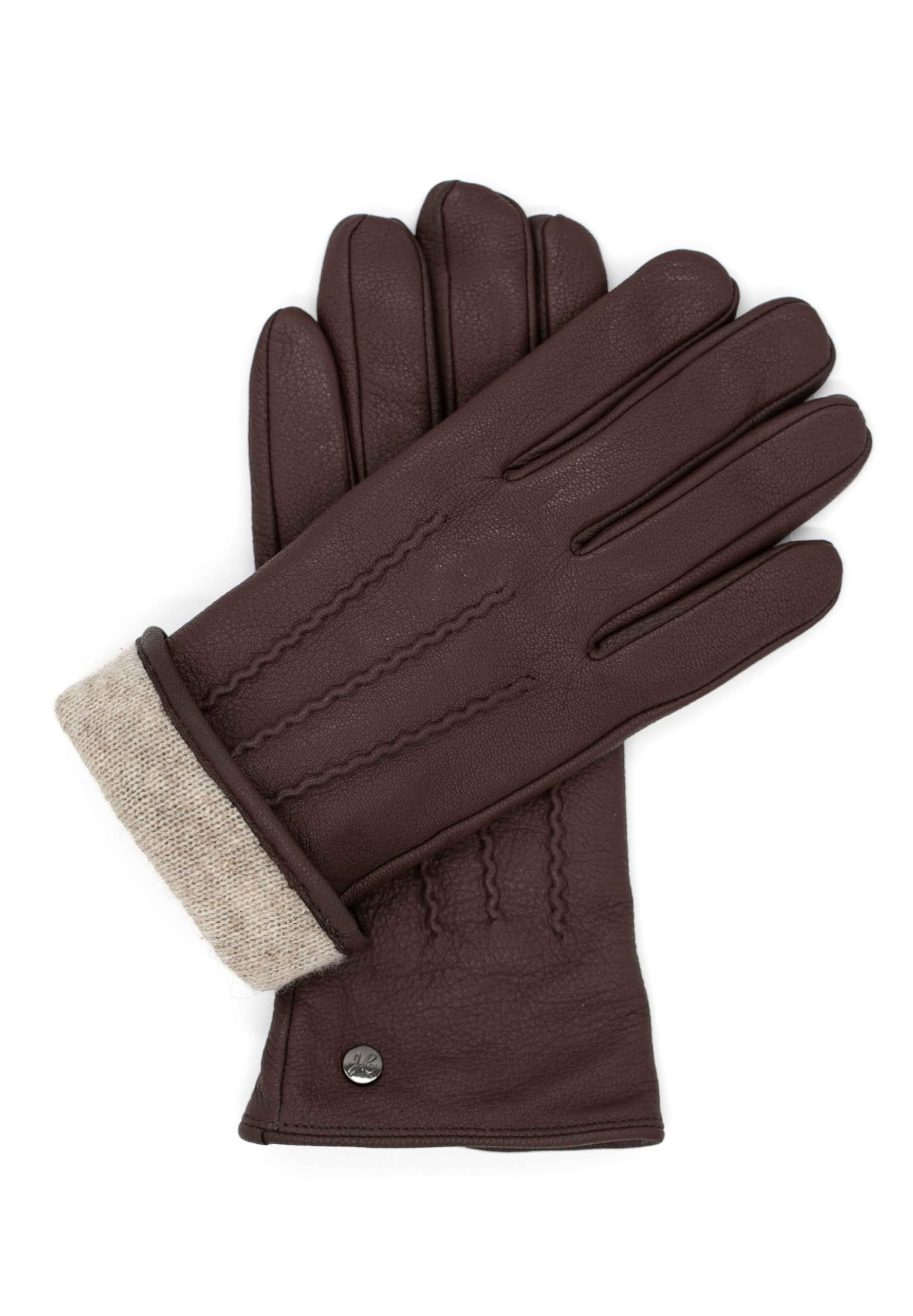 JESS- Elegante Ziegennappa Lederhandschuhe mit warmer Kaschmir-Wolle Fütterung; Markanter Look; Eleganter und warmer Damen-Handschuhe aus weichem Leder und Cashmere Fütterung