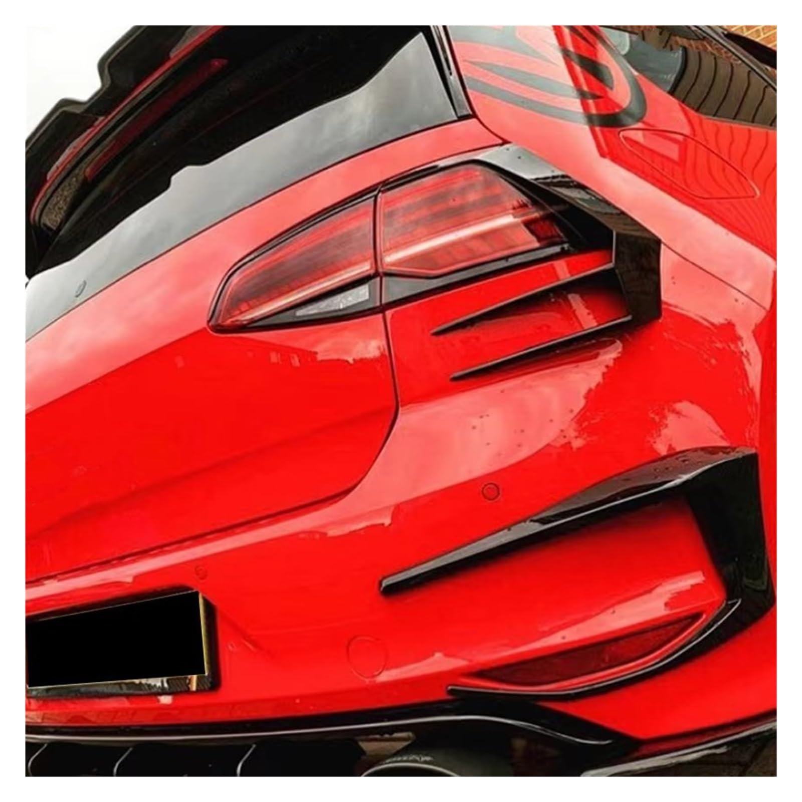 Difusor Trasero Para VW 2013-2016 Para Golf Mk 7 7R Para GTI Para GTD Parachoques Trasero Cuchillo Aire Cubierta Luz Trasera Kit Cuerpo Difusor de Parachoques Trasero(Glossy black B)