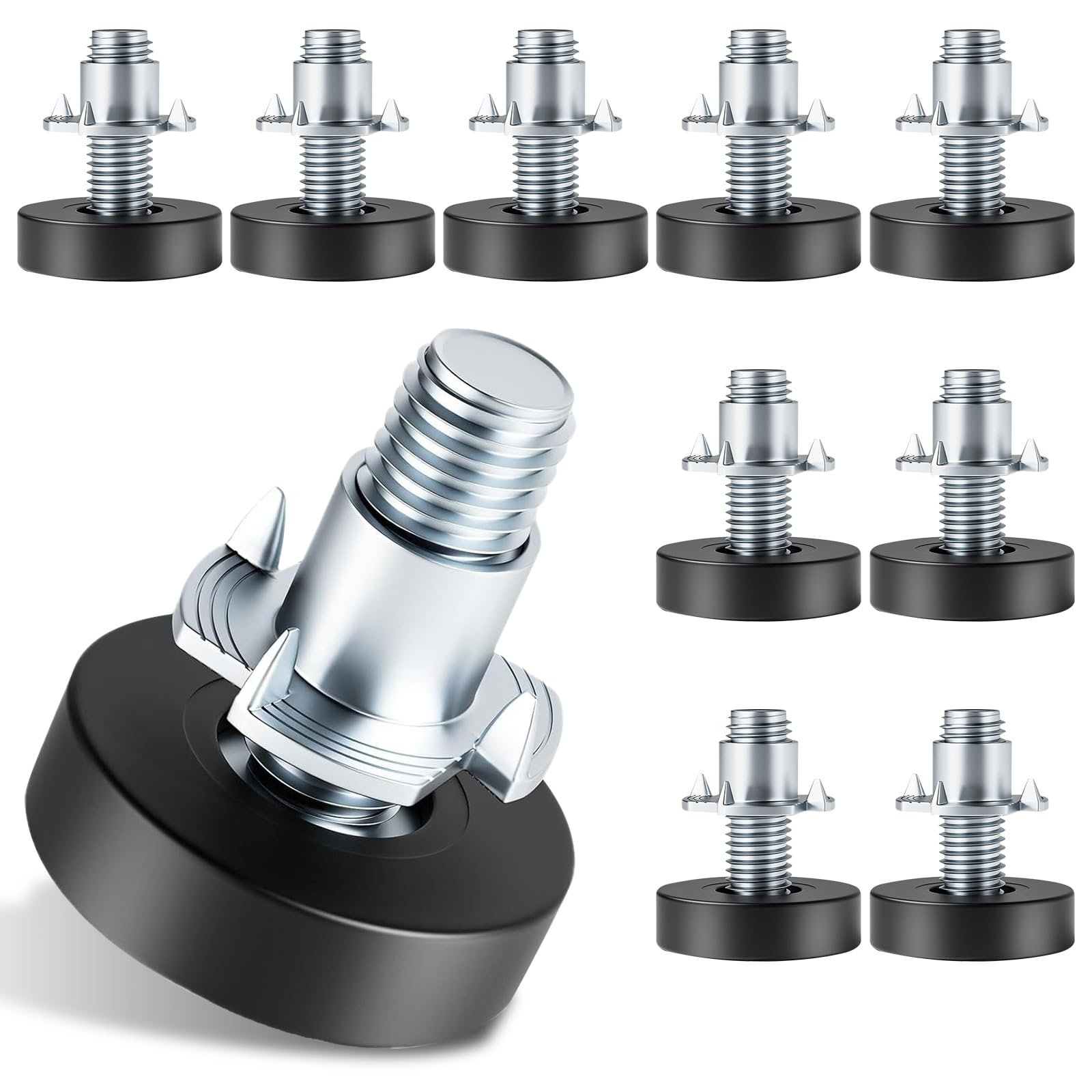 lenpestia 1/4" Thread Furniture Feet Levelers, 12 PCS Adjustable Feet Levelers, Adjustable Furniture Levelers with T-Nuts for Table, Chair, Furniture