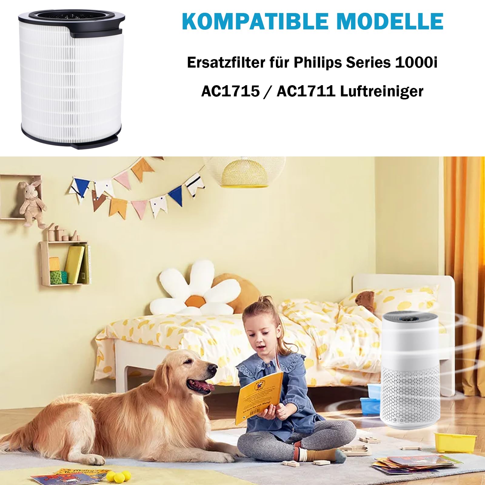 FY1700 filtr zamienny do oczyszczacza powietrza Philips AC1715/11 AC1711/10 Series 1000i, 3 w 1, H13 True Hepa z wysokowydajnym węglem aktywnym i filtrem wstępnym - filtr zamienny FY1700/30