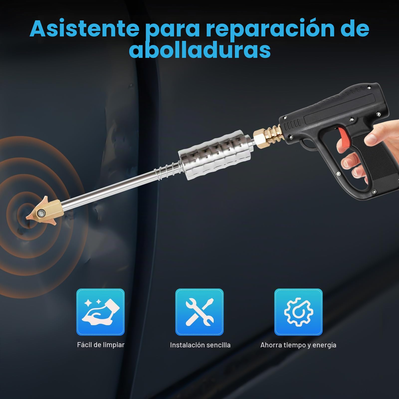 Juego de herramientas para quitar abolladuras de 86 piezas - Caja de accesorios Spotter, electrodos de soldadura por puntos, soldador Spotter, kit de reparación y extracción de abolladuras