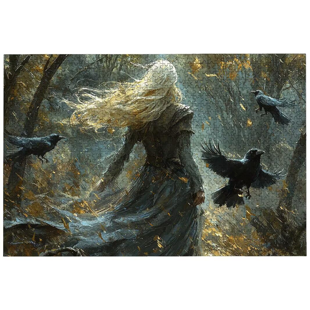 7041 Puzzle 1000 elementów, czarownica 1000 elementów dla dorosłych, drewniane puzzle na Halloween, dla rozrywki w domu, trudne puzzle, dla całej rodziny, dekoracja ścienna, prezenty, 7041