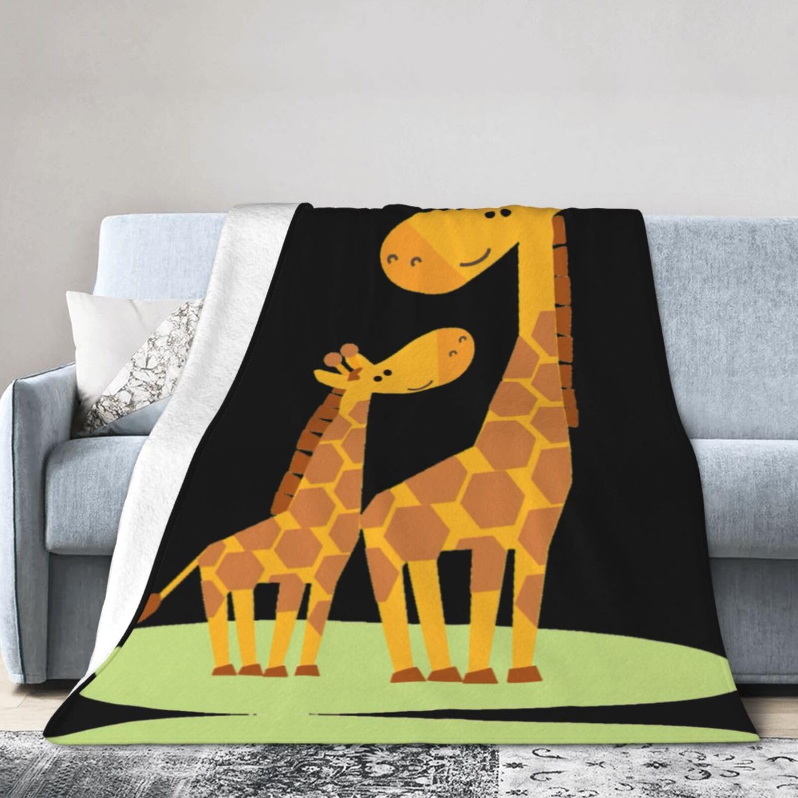 Uusnwaa Soft Cosy Fleece Warm Throw Giraffe Print Blanket