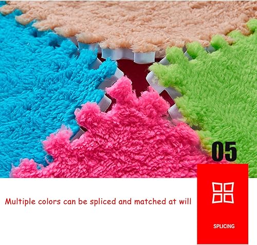 Miniatura 7 de Juego de 16 piezas de azulejos entrelazados de alfombra cuadradas, juego de alfombrillas cuadradas de espuma de felpa para sala de estar, dormitorio