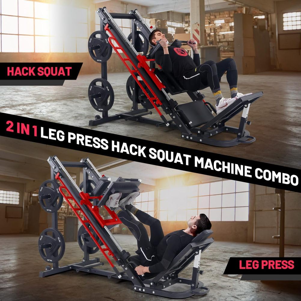 Beinpresse Hack Squat Maschine, 2-In-1-Beinpresse FüR Heim-Fitnessstudio Mit LinearfüHrung, Spezial-Hack Squat Maschine FüR Das Komplette UnterköRpertraining Mit Wadenblock