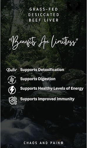 Miniatura 4 de Cápsulas de hígado de res desecadas alimentadas con pasto, apoya la producción de energía, el bienestar de todo el cuerpo, la desintoxicación y la