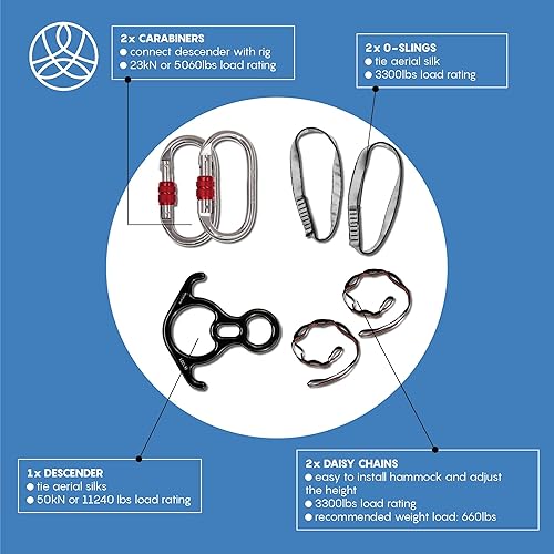 Miniatura 3 de Aum Active Aerial Silks Starter Kit - Durable 9 Yards of Aerial Yoga Hammock with Hardware & Guide - Aerial Swing for Acrobatic Flying Yoga & All